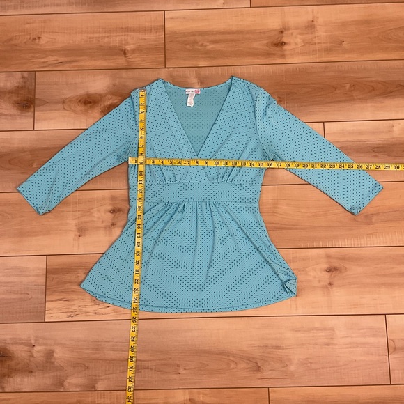 Body Central Blue Polka Dot Empire Waist Tunic Top Size Large - Picture 3 of 5